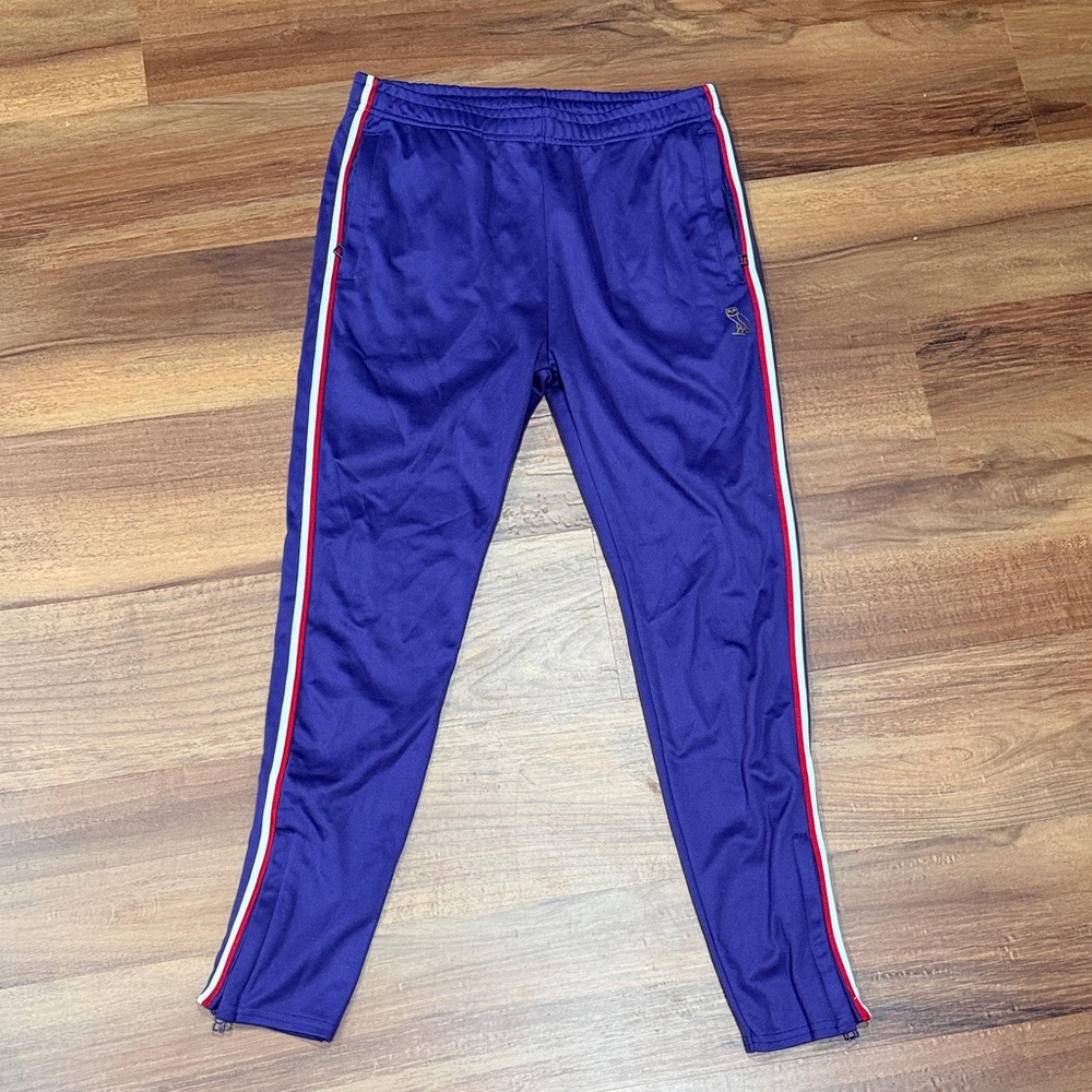 OVO Purple Joggers with Red and White Stripes